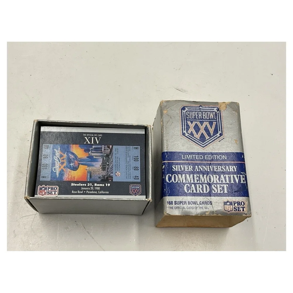 super bowl xxv limited edition commemorative card set NFL SILVER ANNIVERSARY It comes with 160 Super Bowl cards Super Bowl XXV Limited Edition